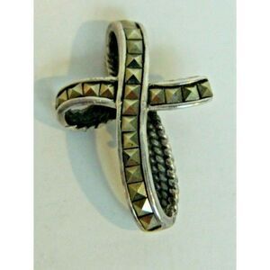 Vintage Silver 925 reversible slide cross pendant